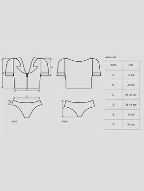 Еротичний костюм поліцейського Obsessive Police set S/M, black, топ, шорти, кепка, пояс, портупея SO7725 фото