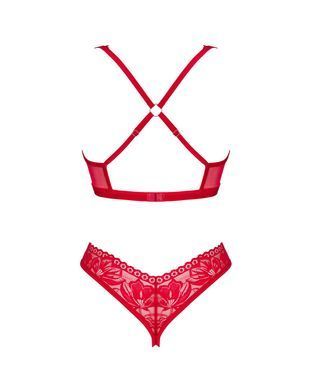 Комплект білизни Obsessive Lacelove cupless 2-pcs set XL/2XL Red, відкритий доступ, відкриті груди SO8654 фото