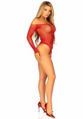 Боді Leg Avenue Crystalized fishnet bodysuit Red One Size SO9138 фото