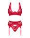 Комплект білизни Obsessive Lacelove cupless 3-pcs set XL/2XL Red, бюстгальтер, стрінги, пояс для пан SO8657 фото 3