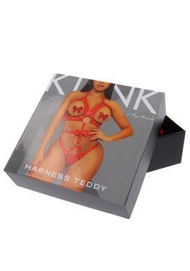 Портупея-тедді з ременів Leg Avenue Studded O-ring harness teddy S,M,L Red, екошкіра SO8560 фото