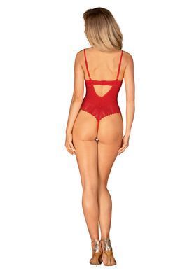 Боді з доступом Obsessive Ingridia crotchless teddy XS/S, червоне, відкриті груди SO9025 фото