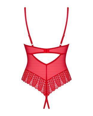 Боді з доступом Obsessive Ingridia crotchless teddy XS/S, червоне, відкриті груди SO9025 фото