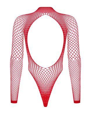 Сітчастий бодістокінг із довгим рукавом Obsessive B126 teddy red XL/XXL, червоний SO7212 фото