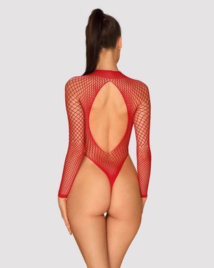 Сітчастий бодістокінг із довгим рукавом Obsessive B126 teddy red XL/XXL, червоний SO7212 фото