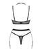 Комплект білизни Obsessive Selinne 3-pcs set XL/2XL Black, бюстгальтер, стрінги пояс для панчіх SO8669 фото 4