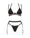 Комплект білизни Obsessive Selinne 3-pcs set XL/2XL Black, бюстгальтер, стрінги пояс для панчіх SO8669 фото 3