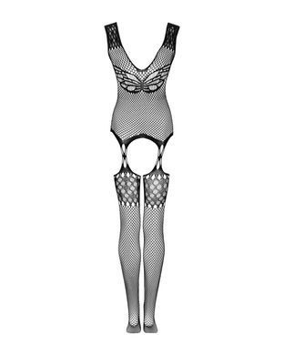 Бодістокінг Obsessive Bodystocking G323 S/M/L black, малюнок бджоли та метелика SO7243 фото