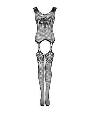 Бодістокінг Obsessive Bodystocking G323 S/M/L black, малюнок бджоли та метелика SO7243 фото