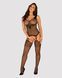Бодістокінг Obsessive Bodystocking G323 S/M/L black, малюнок бджоли та метелика SO7243 фото 3