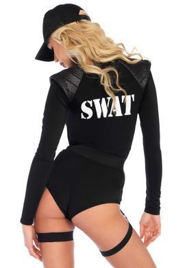 Костюм еротичних спецсил Leg Avenue SWAT Team Babe XS, боді, пояс, підв&rsquo;язки, іграшкова рація, кепка SO8543 фото