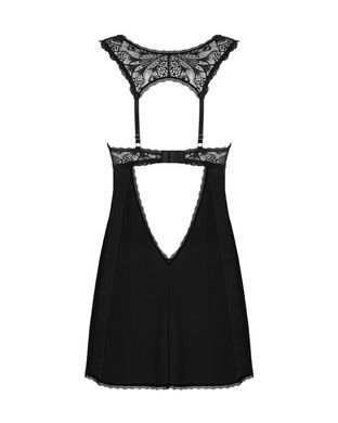 Сорочка бебі-дол з мереживом на грудях Obsessive Donna Dream babydoll XS/S Black, стрінги SO8630 фото