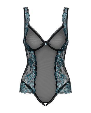 Сітчасте боді на кісточках Obsessive Amanta teddy S/M, чорне, з доступом SO7198 фото