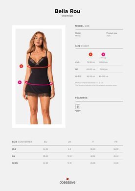Сорочка та трусики Obsessive Bella Rou chemise & thong XL/2X SO7860 фото