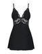Сатиновий пеньюар із мереживом Obsessive 810-BAB-1 babydoll & thong S/M, чорний, пеньюар, танга SO7152 фото 5