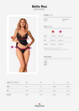 Топ та трусики Obsessive Bella Rou top & panties M/L, топ, трусики SO7862 фото