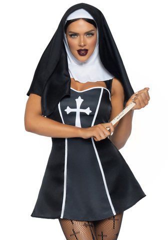 Костюм черниці Leg Avenue Naughty Nun L, сукня, головний убір SO8552 фото