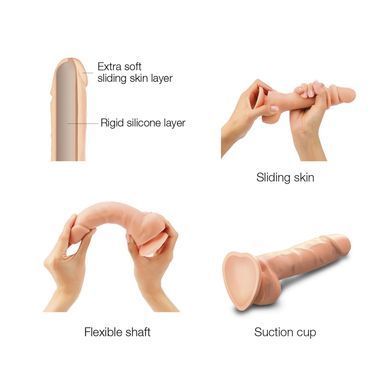 Реалістичний фалоімітатор Strap-On-Me Sliding Skin Realistic Dildo Vanille - XXL, ефект рухливої шкі SO6260 фото