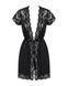 Сатиновий відкритий пеньюар на поясі Obsessive 810-PEI&ndash;1 peignoir black S/M, чорний SO7160 фото 5
