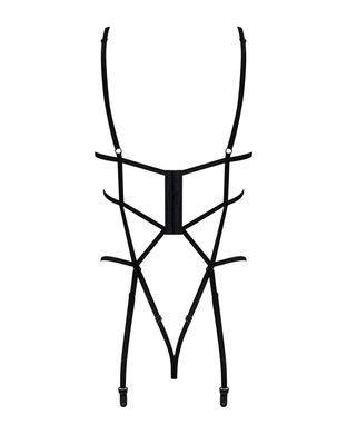 Боді зі стреп із доступом Obsessive Badossa crotchless teddy L/XL, чорний SO7216 фото