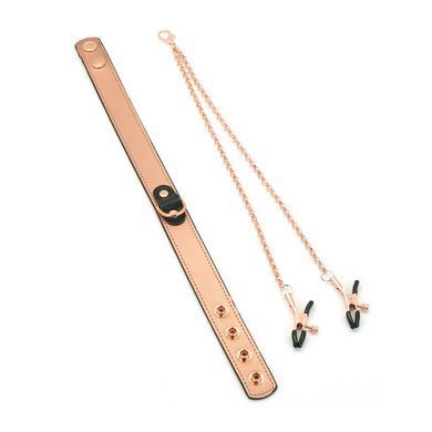 Нашийник із затискачами для сосків Liebe Seele Rose Gold Memory Collar with Nipple Clamps SO9495 фото